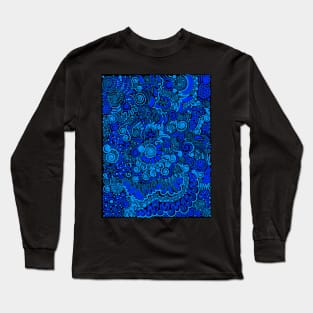 Black and Blue Pattern Long Sleeve T-Shirt